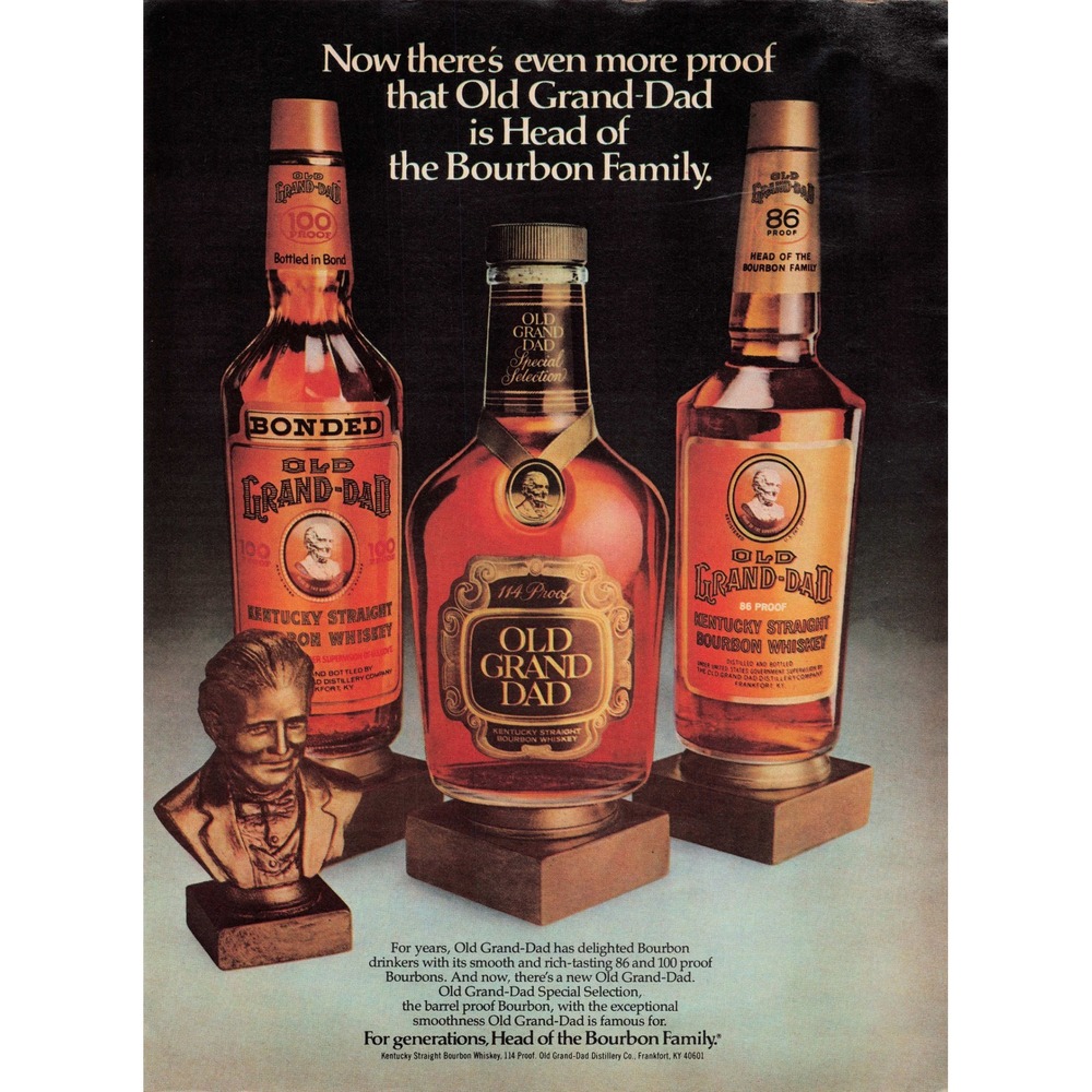Vintage Old Grand-Dad Bourbon Whiskey Print Ad Wall Decor - Picture 1 of 1